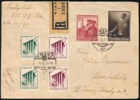 1939 Ajánlott levél 6 db német bélyeggel Bécsből Szombathelyre / Registered cover with 6 German stam...