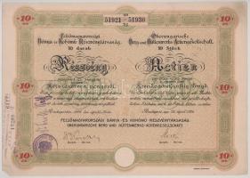 1926. Budapest "Felsőmagyarországi Bánya- és Kohómű Részvénytársaság" tíz darab részvénye ...