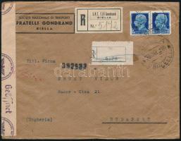 1943 Ajánlott cenzúrázott levél Budapestre / Registered censored cover to Budapest