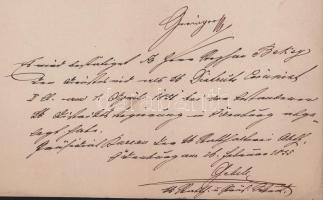 1851 Bécs, Karl von Geringer (Geringer Károly) (1806-1889) báró, Magyarország helytartója (1850-1852...