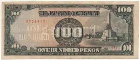 Fülöp-szigetek / Japán megszállás 1944. 100P "3 0724357" T:F Philippines / Japanese occupation 1944. 100 Pesos "3 0724357" C:F Krause P#112a