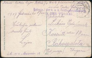 1918 Tábori posta képeslap / Field postcard "Batterie 1. der k.u.k. Feldhaubitzabteilung in der...