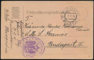 1916 Tábori posta levelezőlap / Field postcard "K.u.k. Militärbauabteilungsfiliale in Bileca&qu...