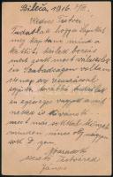 1916 Tábori posta levelezőlap / Field postcard "K.u.k. Militärbauabteilungsfiliale in Bileca&qu...