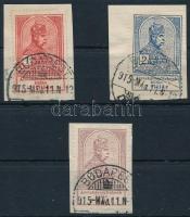 1913 Árvíz 1K, 2K és 5K 1-1 kivágáson (23.400)