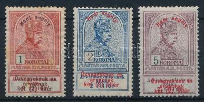 1914 Hadisegély (I.) 1K, 2K, 5K (42.000)