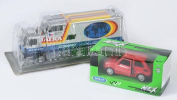2 darab makett autó, közte Tatra 815 GTC, h: 23 cm alatt