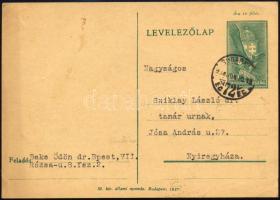 1938 Bp., Beke Ödön (1883-1964) nyelvész, finnugrista, egyetemi tanár, az MTA tagja autográf aláírás...