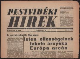 1939-1940 Pestvidéki Hírek 2 száma (1939. okt. 22., 1940. jan. 14.), szakadozottak, 4 p., 4 p