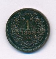 1868KB 1kr Cu "Angyalos címer" T:XF patina Adamo M4.1