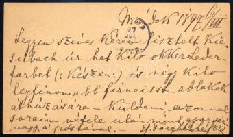 1897 Mándok, ghymesi és gácsi gróf Forgách László (1845-1911) saját kezűleg megírt levelezőlapja Kieselbach Gyula (?-1915) szobafestő, festőművész részére, amelyben a mándoki Forgách-kastély ablakkereteinek átfestéséhez kér tőle festékeket