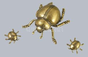 3 darab bronz katicabogár, közte masszív 9 cm hosszúságú