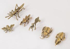 6 darab bronz rovar figura, h: 9,5 cm alatt