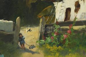 Neogrády Antal (1861-1942): Lány a kútnál. Olaj, vászon, jelezve jobbra lent. 68x80 cm. / oil on can...