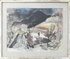 Hincz Gyula (1904-1986): Erdélyi táj (tájkép), 1941. Akvarell, papír, jelezve jobbra lent: Hincz 41....