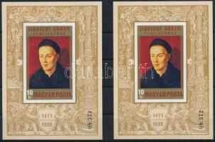 1971 2 db Festmény X. - Albrecht Dürer vágott blokk, sorszámkövetőek
