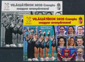 2025 Világjátékok - Csengtu magyar aranyérmesei emlékívpár 00000 sorszámmal, az egyik feketenyomat
