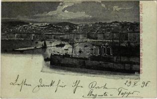 1898 Trieste, Trieszt; Panorama / view, port (EK)