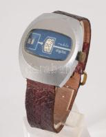 Ruhla Digital analóg, modernista karóra, kézi felhúzós, inox tokkal, szíj nélkül, nem működik, 41x34 mm