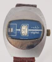 Ruhla Digital analóg, modernista karóra, kézi felhúzós, inox tokkal, szíj nélkül, nem működik, 41x34...