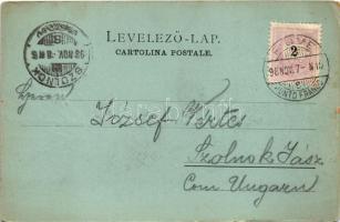 1898 Fiume, Rijeka; Torre civica / városháza, torony, üzletek este holdfényben. Edgar Schmidt kiadás...