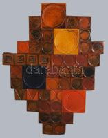 Jelzés nélkül: Kerámia patchwork fali dísz. Jelzés nélkül. Kisebb sérüléssel. 45x60 cm