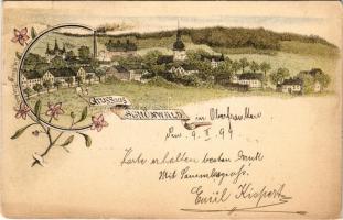 1899 Schönwald, view. Fritz Zäch Asch Art Nouveau, floral, litho (EK)