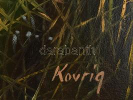 Kovrig Miklós (1951-): Őznász, 2007. Olaj, farost. Jelzett. Hátoldalán autográf felirattal. 50x70 cm