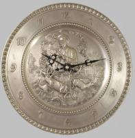 Vadász falióra ónból kvarc szerkezettel d: 26 cm