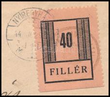 Nyíregyháza I. 1944 40f korai felhasználású (december 29.) levélen, cenzúrázva / 40f on early used c...