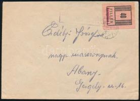 Nyíregyháza II. 1945 40f felülnyomott bélyeg április 16-ai felhasználású levélen, cenzúrázva / 40f o...