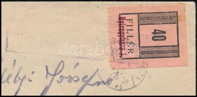 Nyíregyháza II. 1945 40f felülnyomott bélyeg április 16-ai felhasználású levélen, cenzúrázva / 40f o...