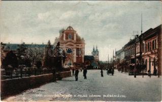 Vác, Konstantin tér a felsővárosi plébániával. Blau Miksa és társa kiadása (felületi sérülés / surface damage)