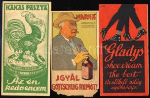 3 db számolócédula (Kakas Paszta, Gottschlig, Gladys), hibákkal