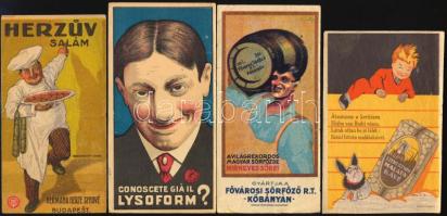 4 db számolócédula (Herz, Szent István Malátakávé, stb.), sérülésekkel