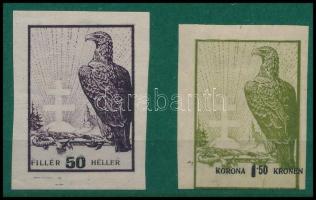 Nyugat-Magyarország IX. 1921 50f és 1,50K vágott bélyeg / imperforate stamps
Signed: Bodor