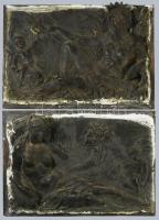 2 darab antik plakett Poszeidón és Vénusz alakjaival. cca 19. sz. közepe - második fele, patinázott réz vagy bronz, jelzés nélkül, 21x31 cm