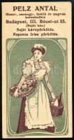 Pelz Antal fűszer-, csemege-, stb. kereskedése (Bp. III.) szecessziós számolócédula, gyűrődéssel