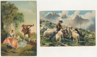 40 db RÉGI megíratlan Stengel művészlap / 40 pre-1945 unused Stengel &amp; Co. art postcards