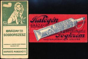 Kalogén sósborszesz fogkrém és Brázay sósborszesz számolócédula