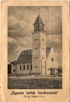 Érsekújvár, Nové Zámky; Az Érsekújvári Református Fiókegyház Hálaadás temploma. Épült 1941. IX. 27. - 1942. X. 30. Felszentelése 1942. XI. 8. / Calvinist church(fa)