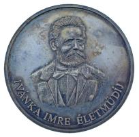 DN "Ivánka Imre életműdíj / Magyar Vöröskereszt Pest Megyei Szervezete" kétoldalas ezüstözött bronz emlékérem eredeti tokban (40mm) T:AU,XF (eredetileg:PP) patina, ü.