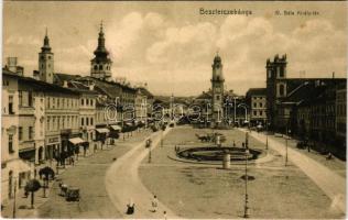 Besztercebánya, Banská Bystrica; IV. Béla király tér, városháza, piac, Löwy Jakab üzlete / square, town hall, market, shops (fl)