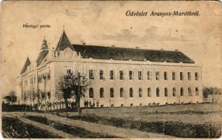 1906 Aranyosmarót, Zlaté Moravce; Pénzügyi palota. Zlinszky felvétele / financial palace (kopott sarkak / worn corners)