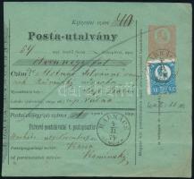 1874 Réznyomat 10kr postautalványon / on PS-money order "HARKÁCS / GÖMÖR M." - Vadna