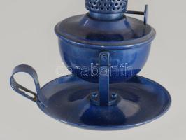 Sétáló gyertyatartó, fém, üveggel, m: 20,5 cm