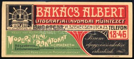 Bakács Albert Litográfia és Nyomdai Műintézet Bp. VI. számolócédula