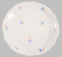 Zsolnay virágmintás kínáló, jelzett, kis kopással, d: 29 cm