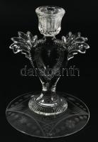 Üveg gyertyatartó, hibátlan, m: 17 cm