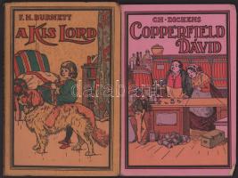 2 db ifjúsági regény: Dickens, [Charles]: Copperfield Dávid. Ford.: Tábori Kornél. K. Sávely Dezső rajzaival. Bp., [1926], Tolnai, 125+[3] p. Kiadói papírkötés, helyenként foltos lapokkal. + Burnett, [Frances Hodgson]: A kis lord. K. Sávely Dezső rajzaival. Bp., [1926], Tolnai, 122+[6] p. Kiadói papírkötés, helyenként foltos.